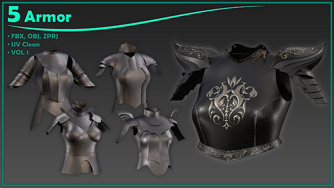 5 female chest armor Low-poly 3D model