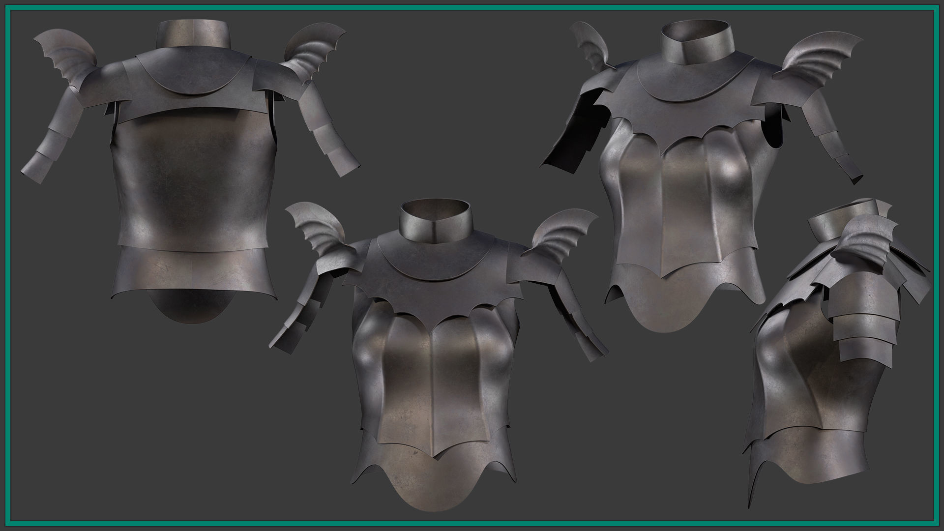 5 female chest armor Low-poly 3D model_5