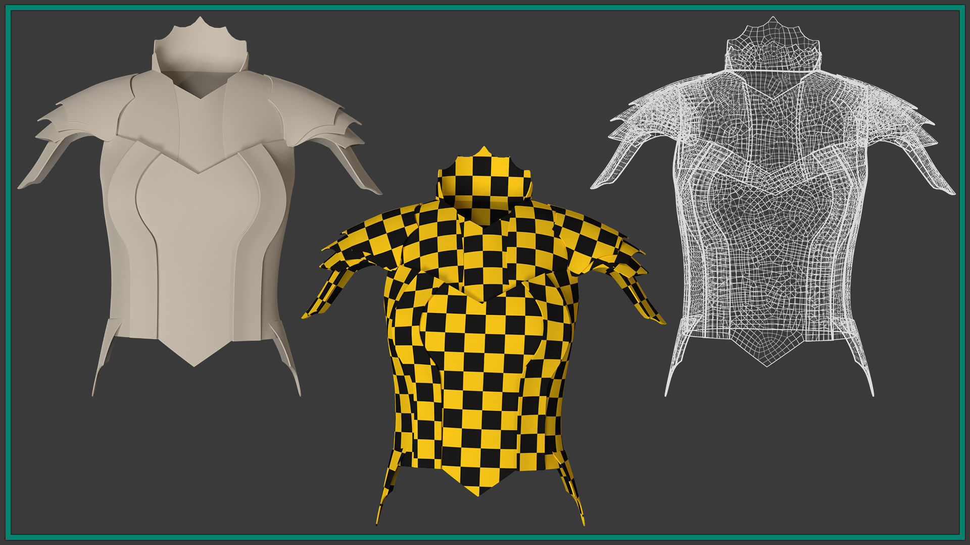 5 female chest armor Low-poly 3D model_6
