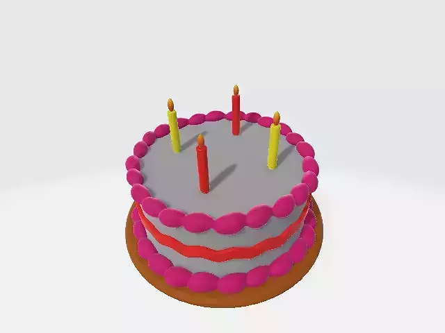 3D Cartoon Birthday Cake with Candles