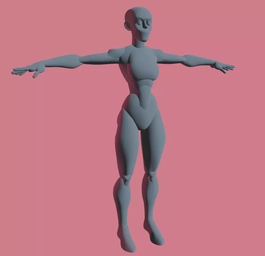 Stylized female blockout 3D model_0