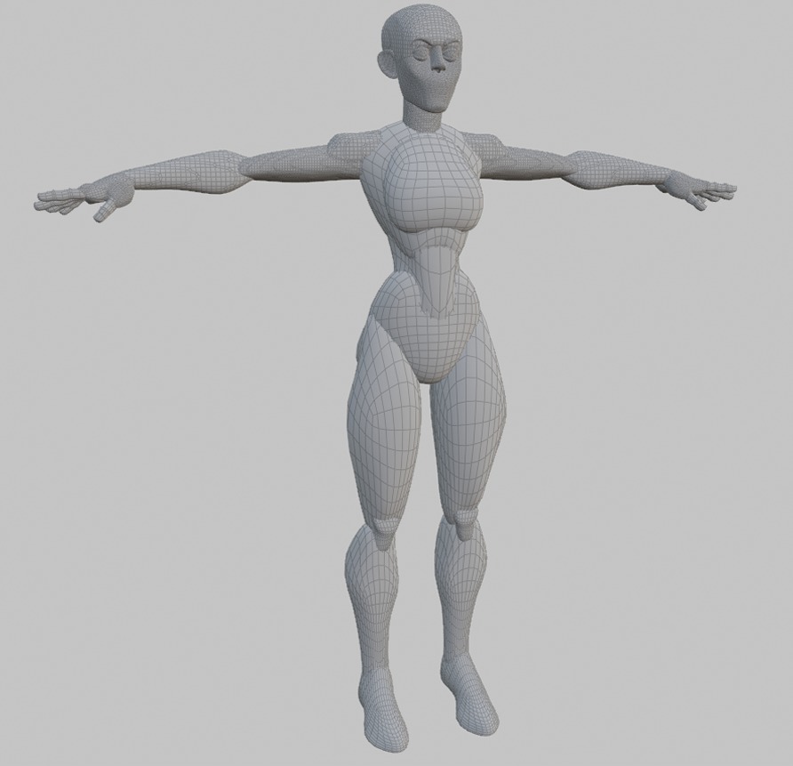 Stylized female blockout 3D model_1