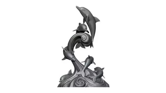 DOLPHINS leaping from water 3D print model
