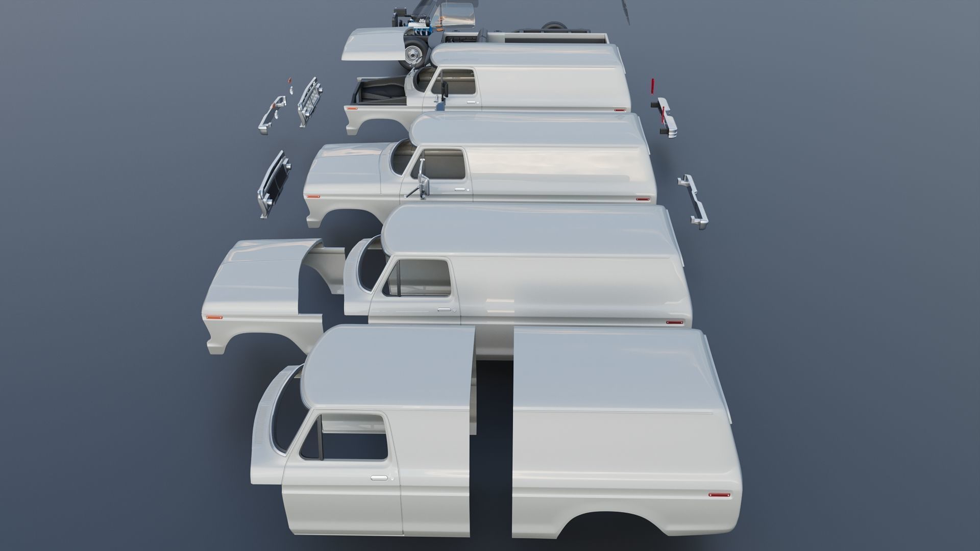 B-100 Panel Truck  1977 3D print model_17