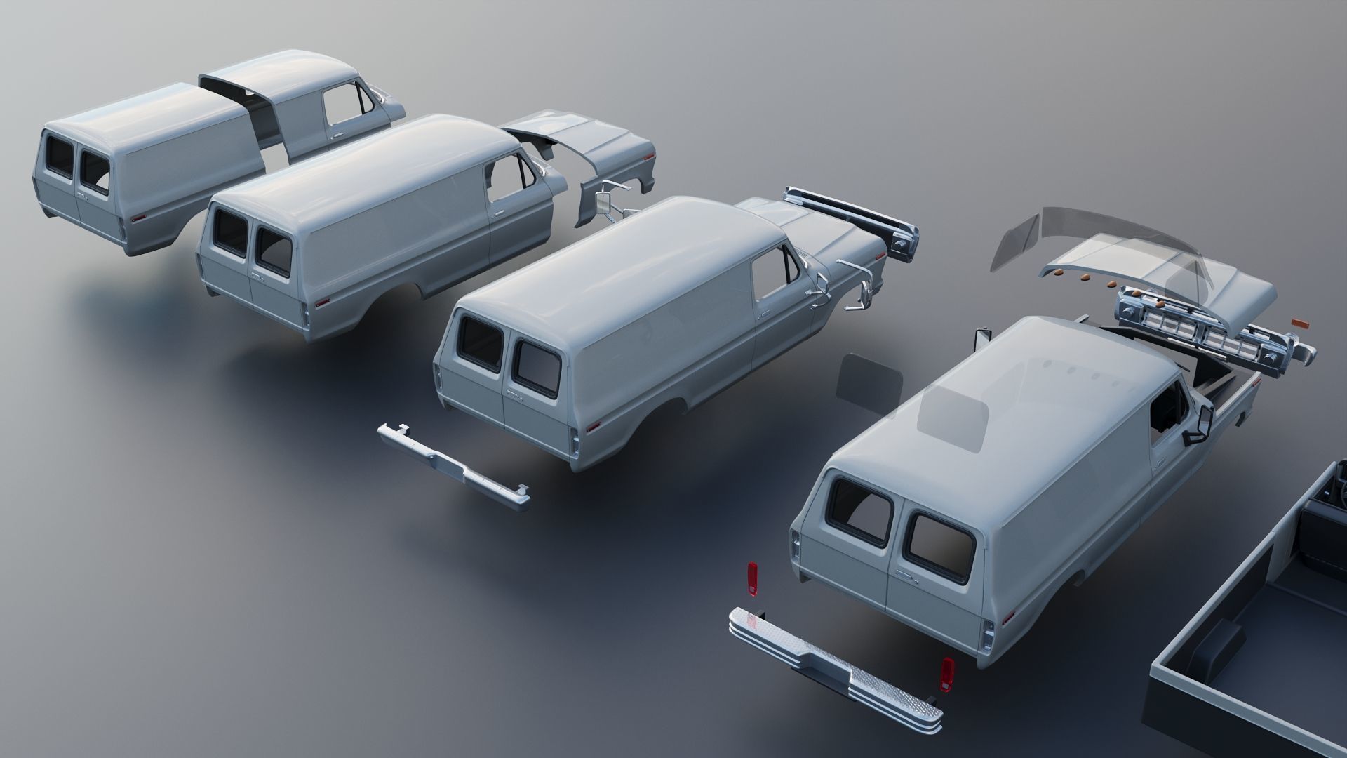 B-100 Panel Truck  1977 3D print model_20