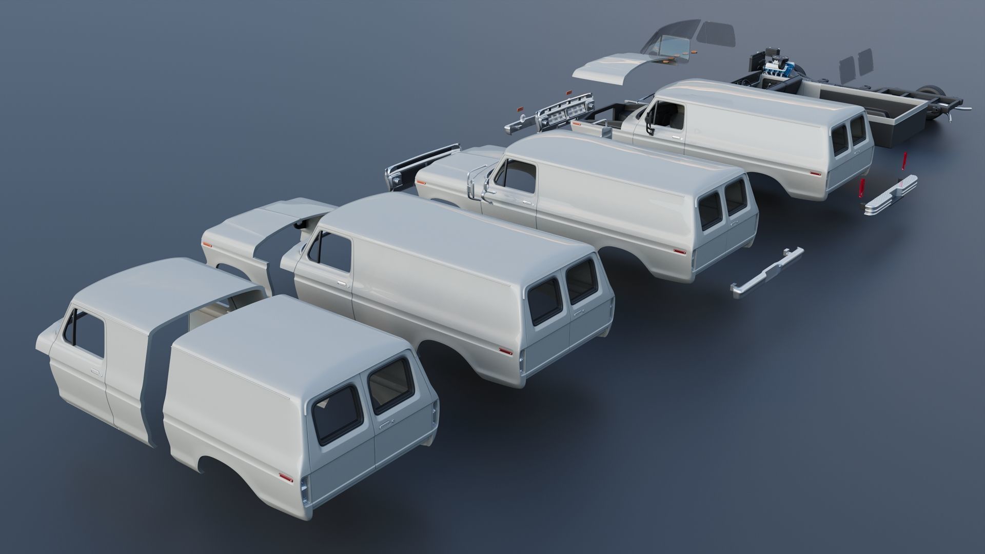 B-100 Panel Truck  1977 3D print model_18