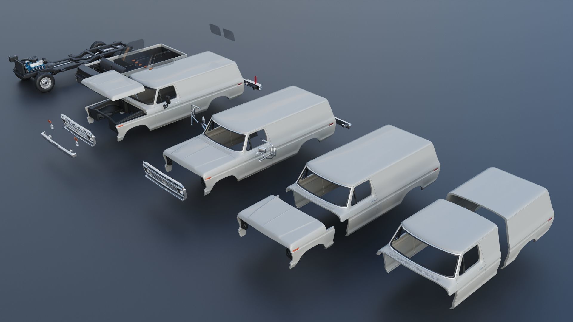 B-100 Panel Truck  1977 3D print model_16