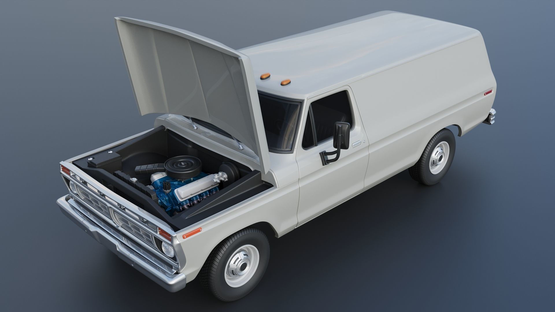 B-100 Panel Truck  1977 3D print model_13