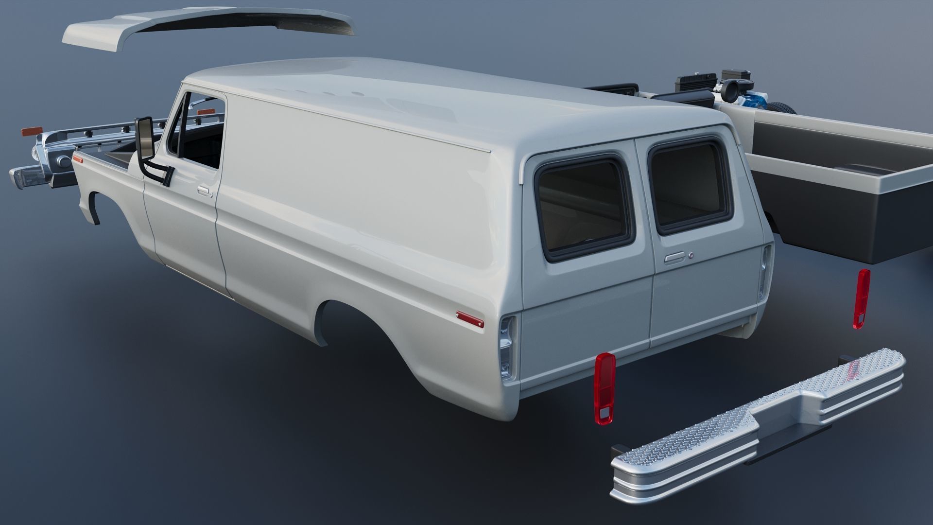 B-100 Panel Truck  1977 3D print model_19