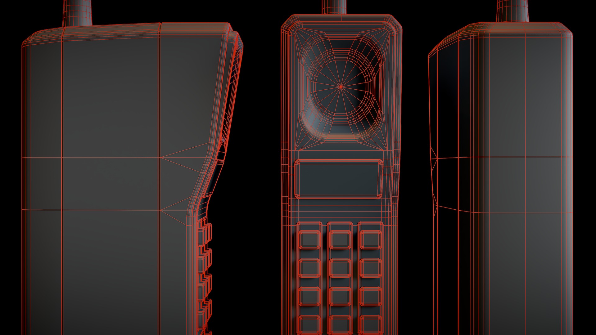 Retro Brick Cell Phone Low-poly 3D model_8