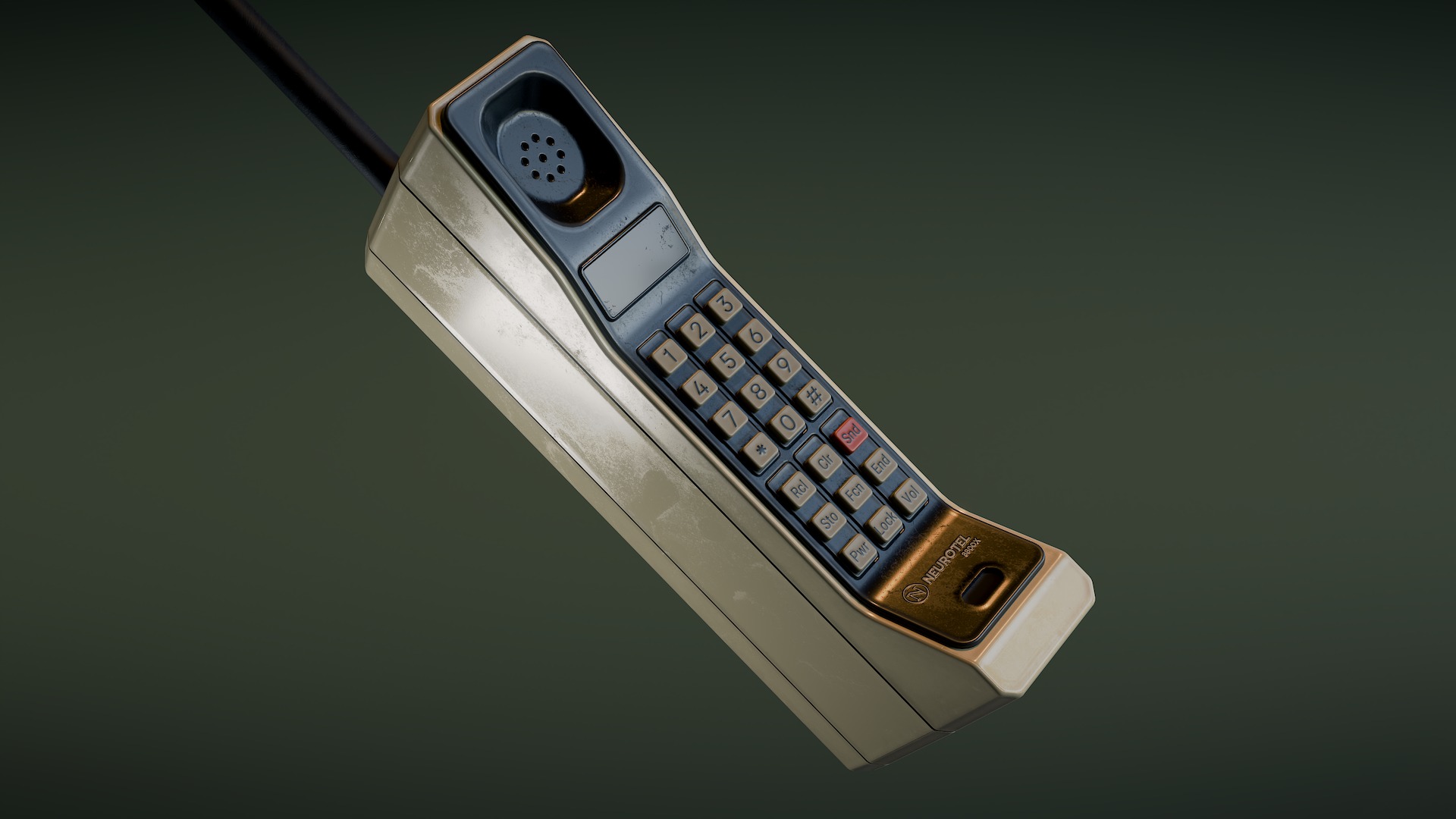 Retro Brick Cell Phone Low-poly 3D model_5