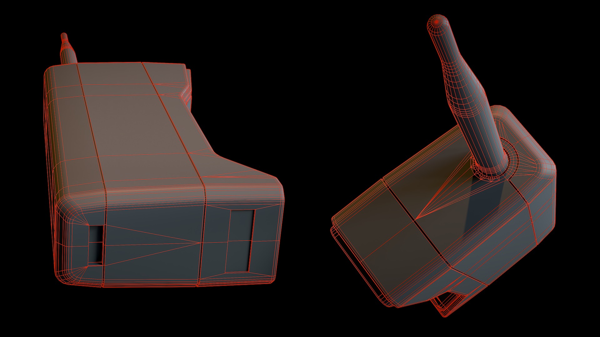 Retro Brick Cell Phone Low-poly 3D model_10