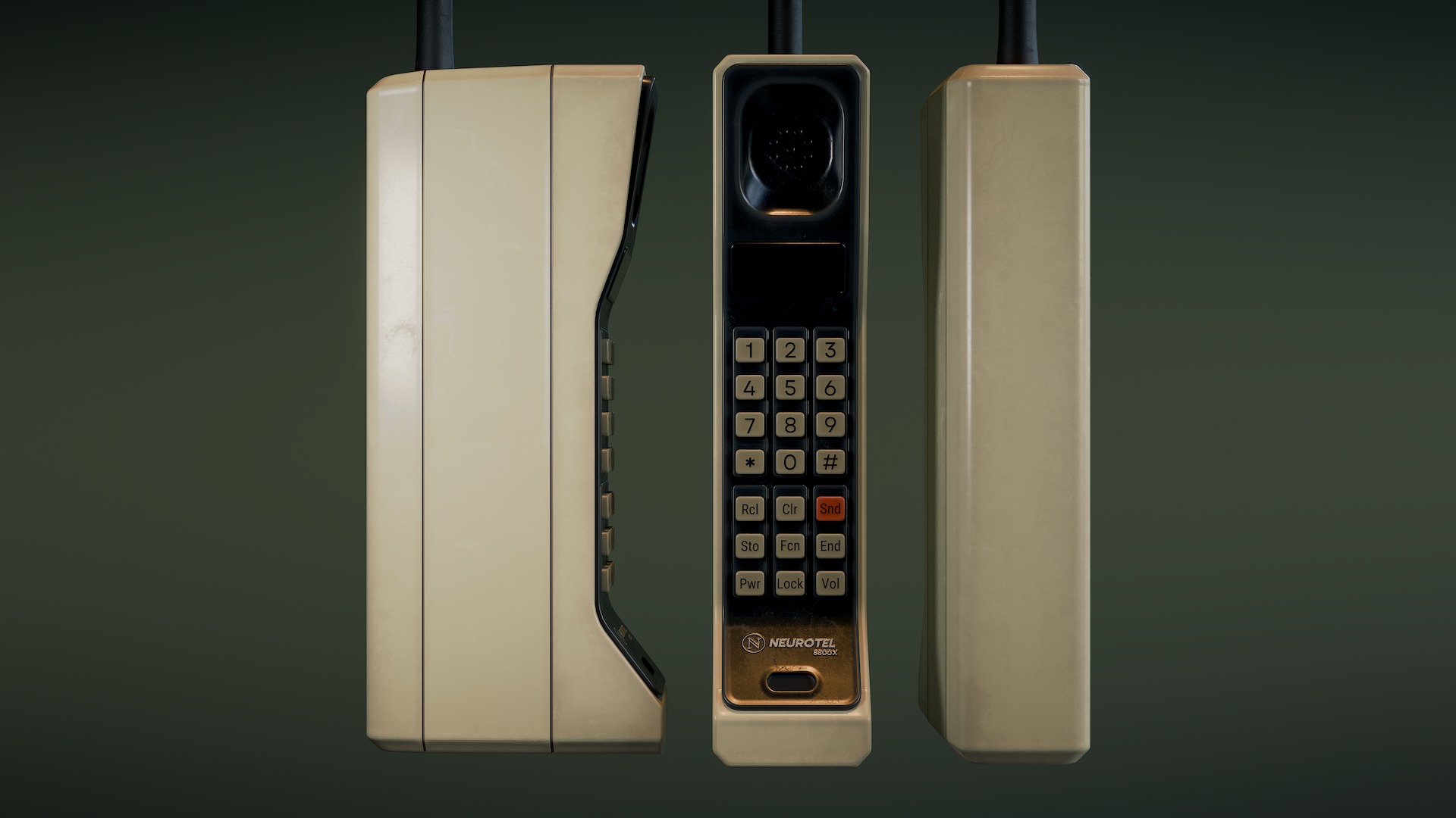 Retro Brick Cell Phone Low-poly 3D model_7