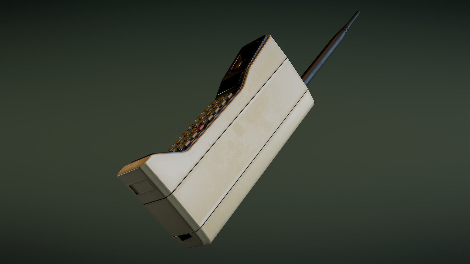 Retro Brick Cell Phone Low-poly 3D model_2