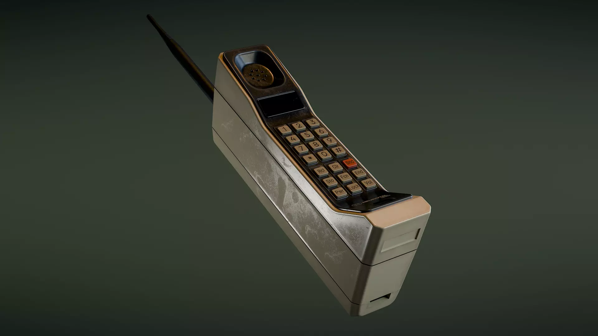 Retro Brick Cell Phone Low-poly 3D model_0