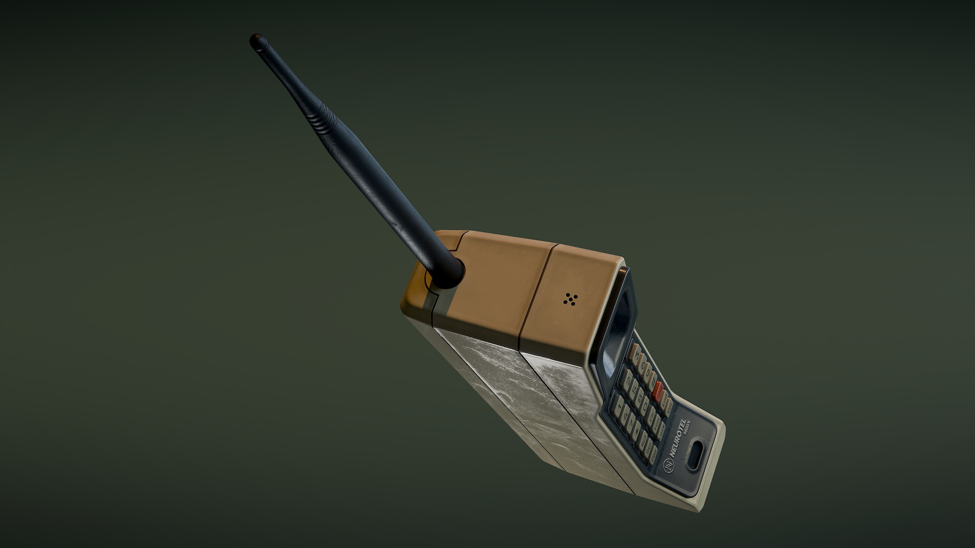 Retro Brick Cell Phone Low-poly 3D model_4