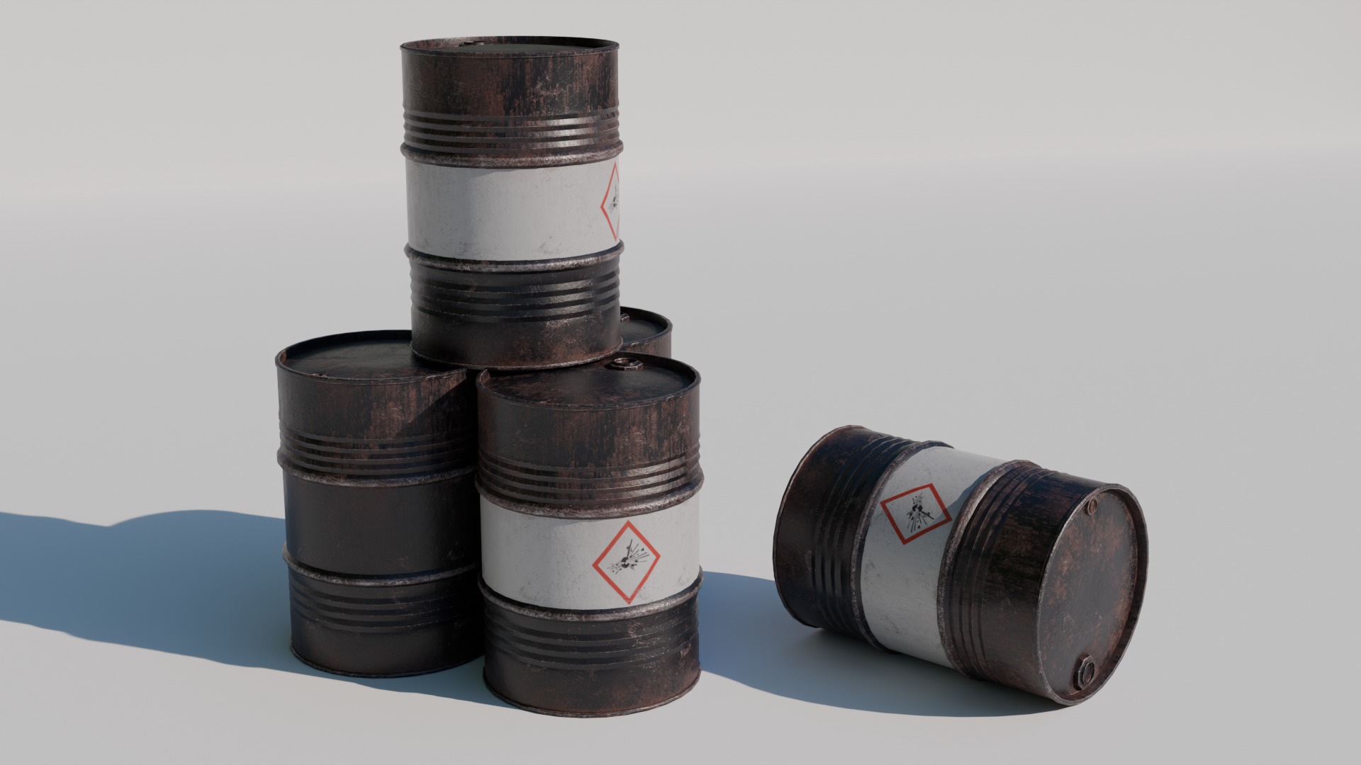 Metal Drum Low-poly 3D model_1