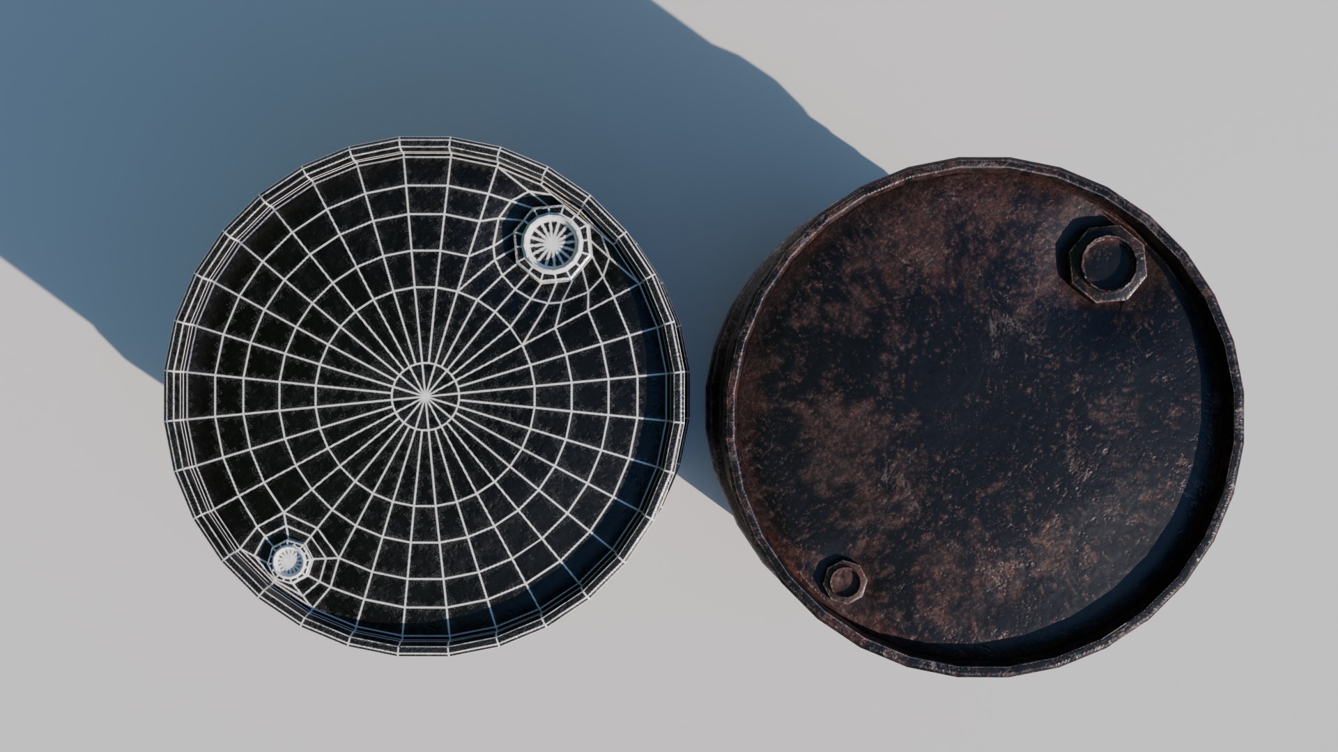 Metal Drum Low-poly 3D model_9