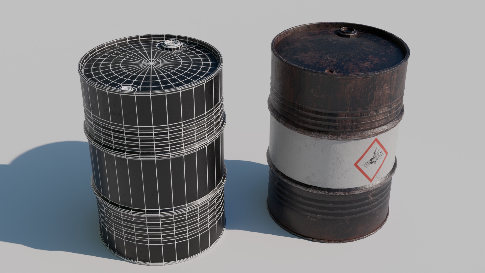Metal Drum Low-poly 3D model_8