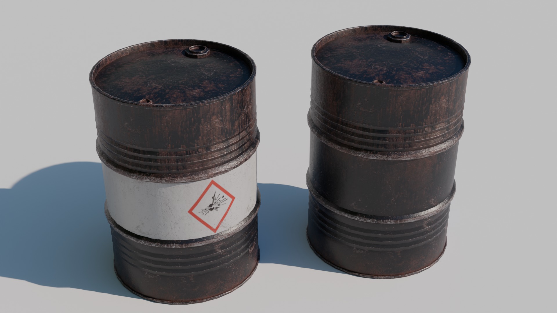 Metal Drum Low-poly 3D model_5