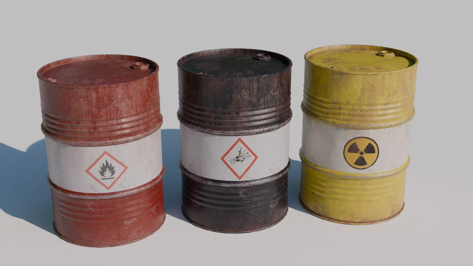 Metal Drum Low-poly 3D model_0