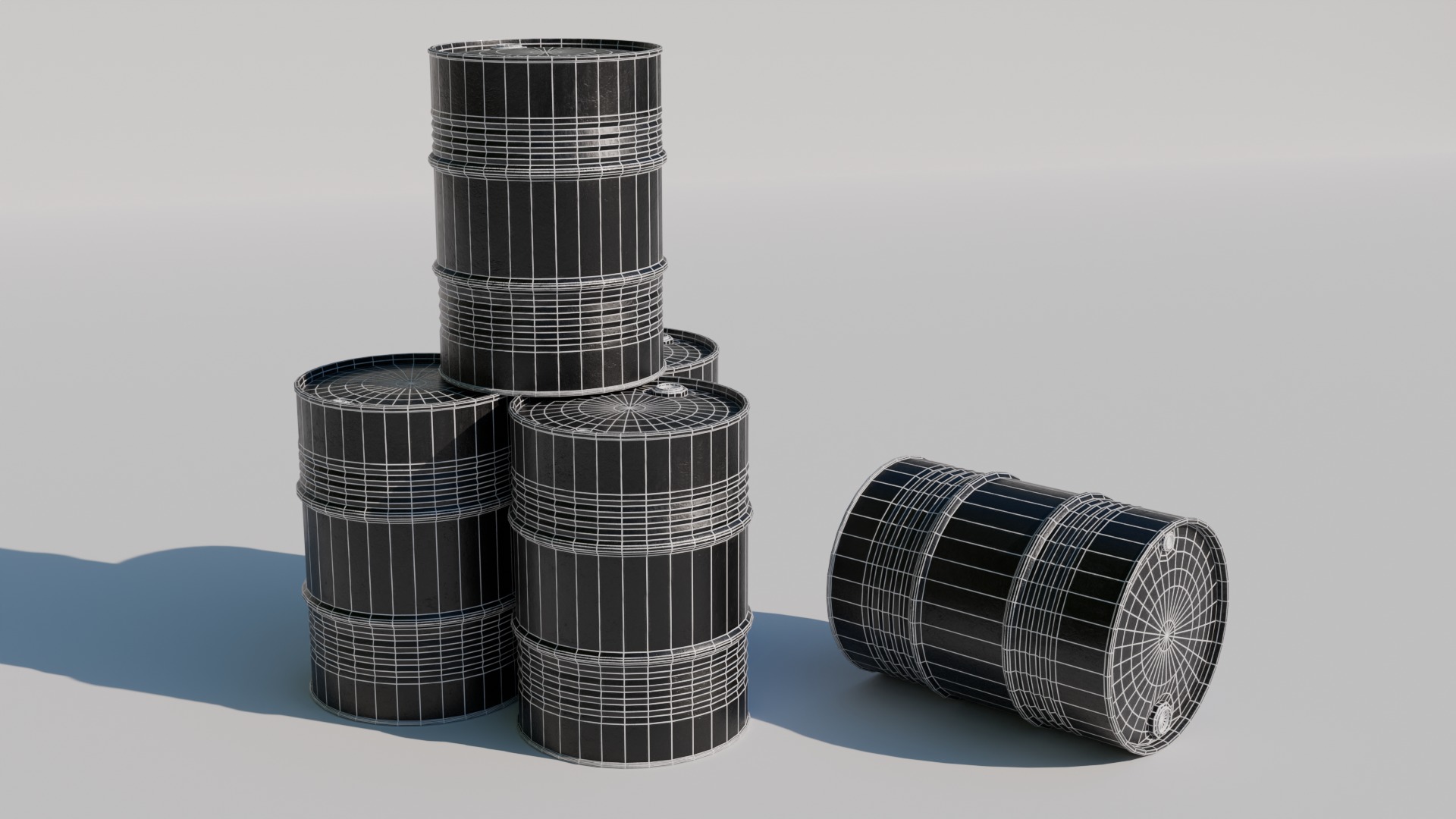 Metal Drum Low-poly 3D model_4