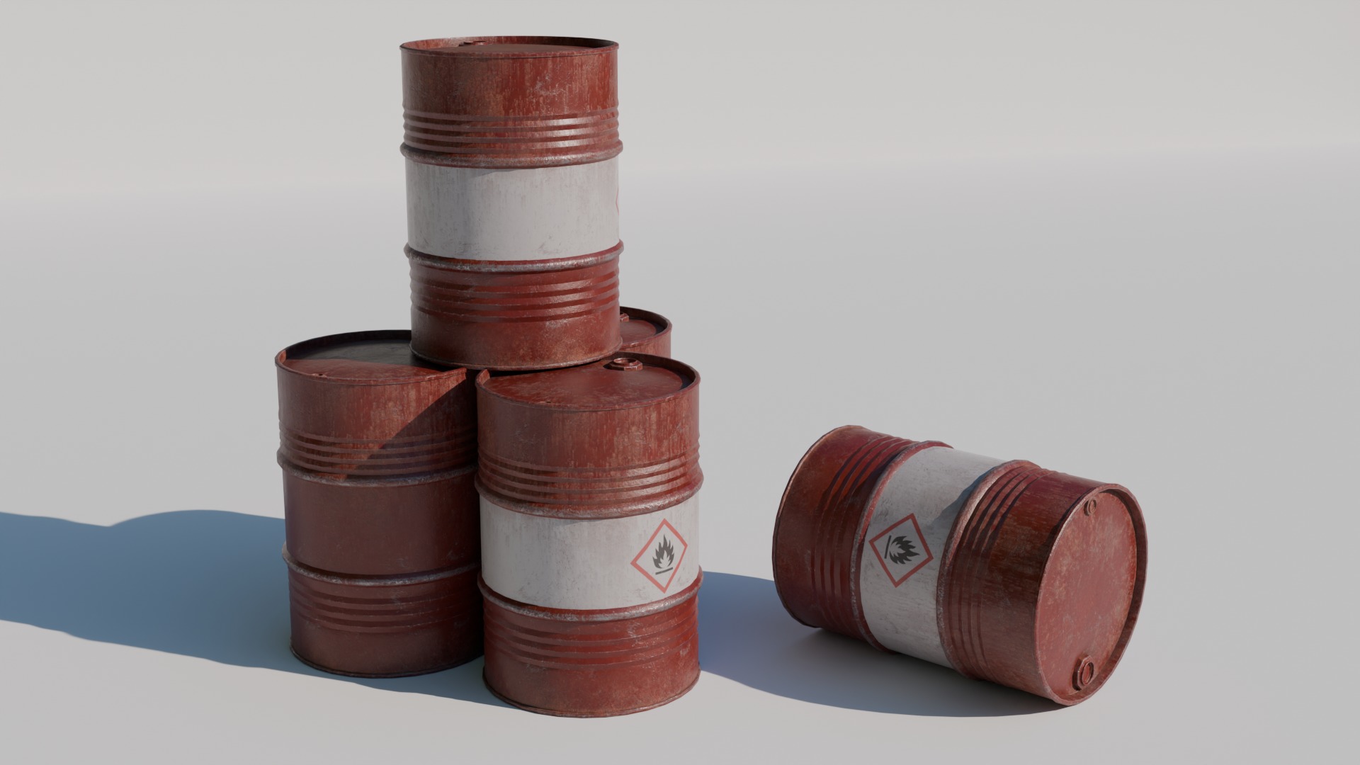 Metal Drum Low-poly 3D model_2