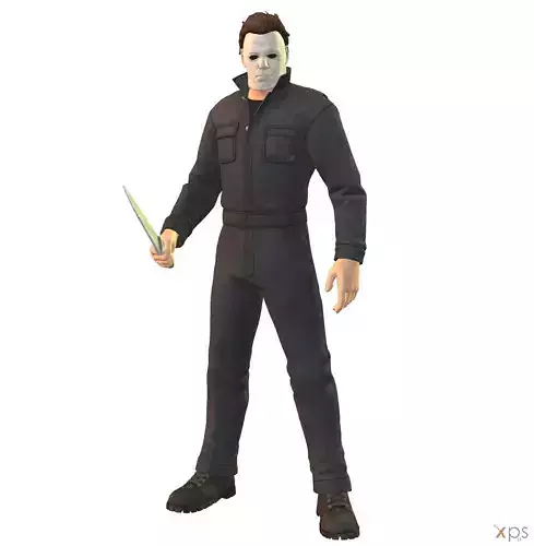 Michael Myers Rigged 3D Model with Knife  Backpack 3D model