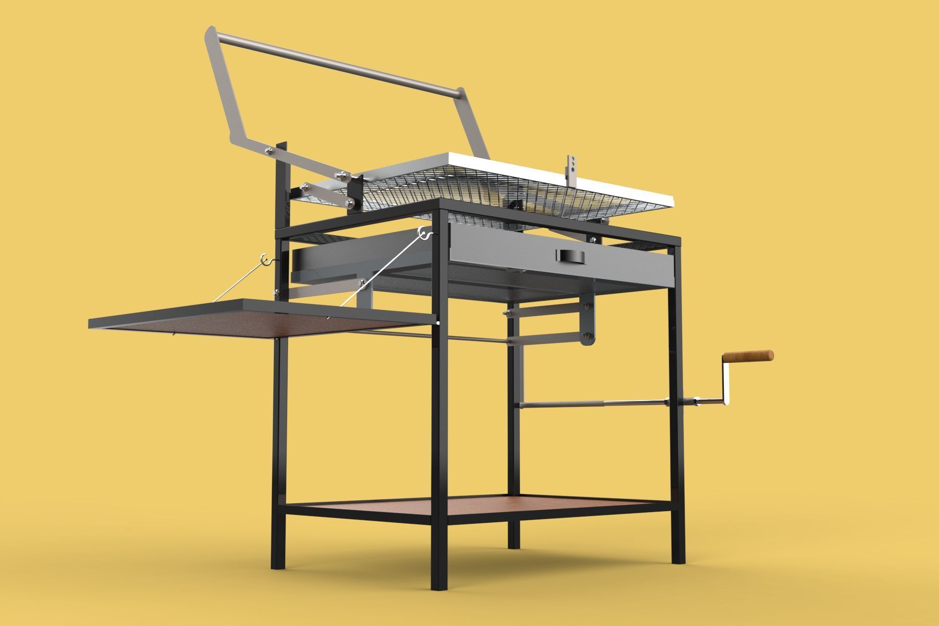 BASKET CHARCOAL NET FLIP MEAT GRILL ROTATING TURNING  3D model_7