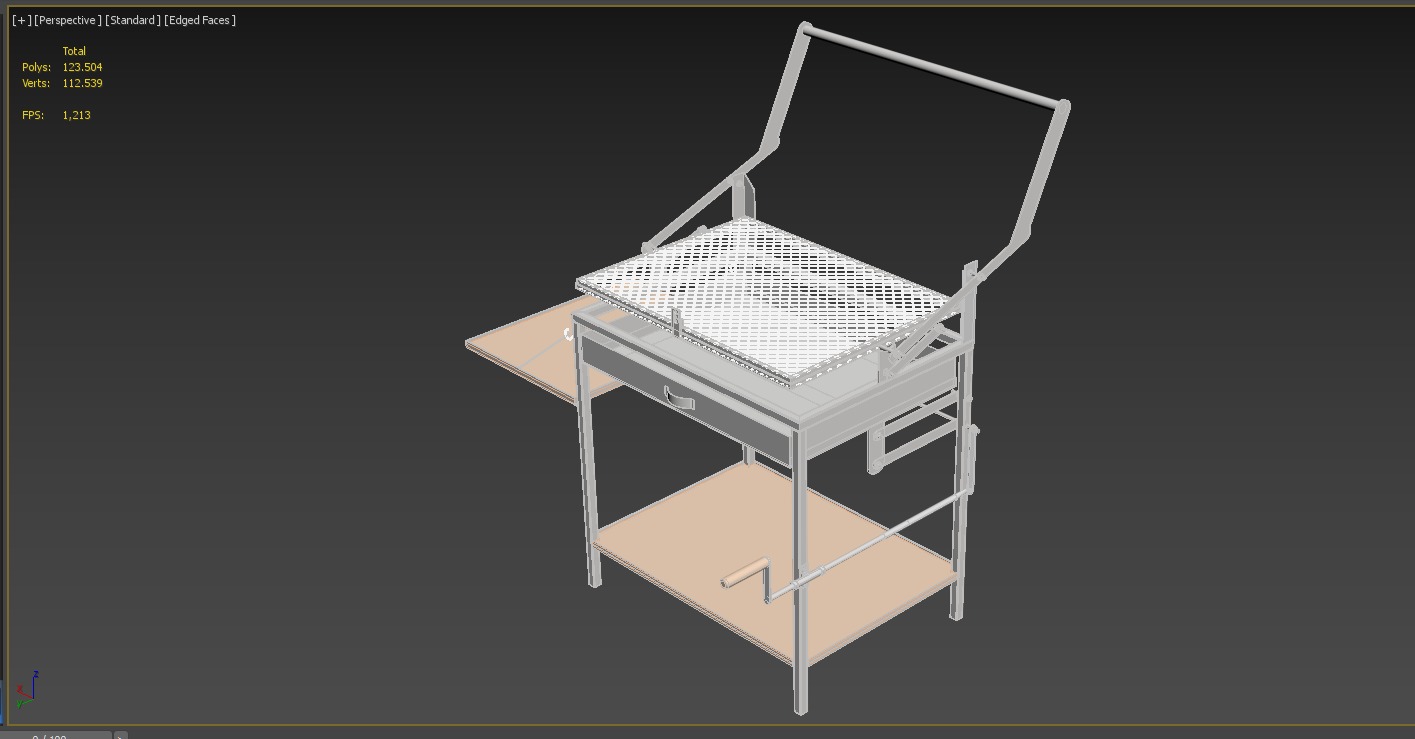 BASKET CHARCOAL NET FLIP MEAT GRILL ROTATING TURNING  3D model_12