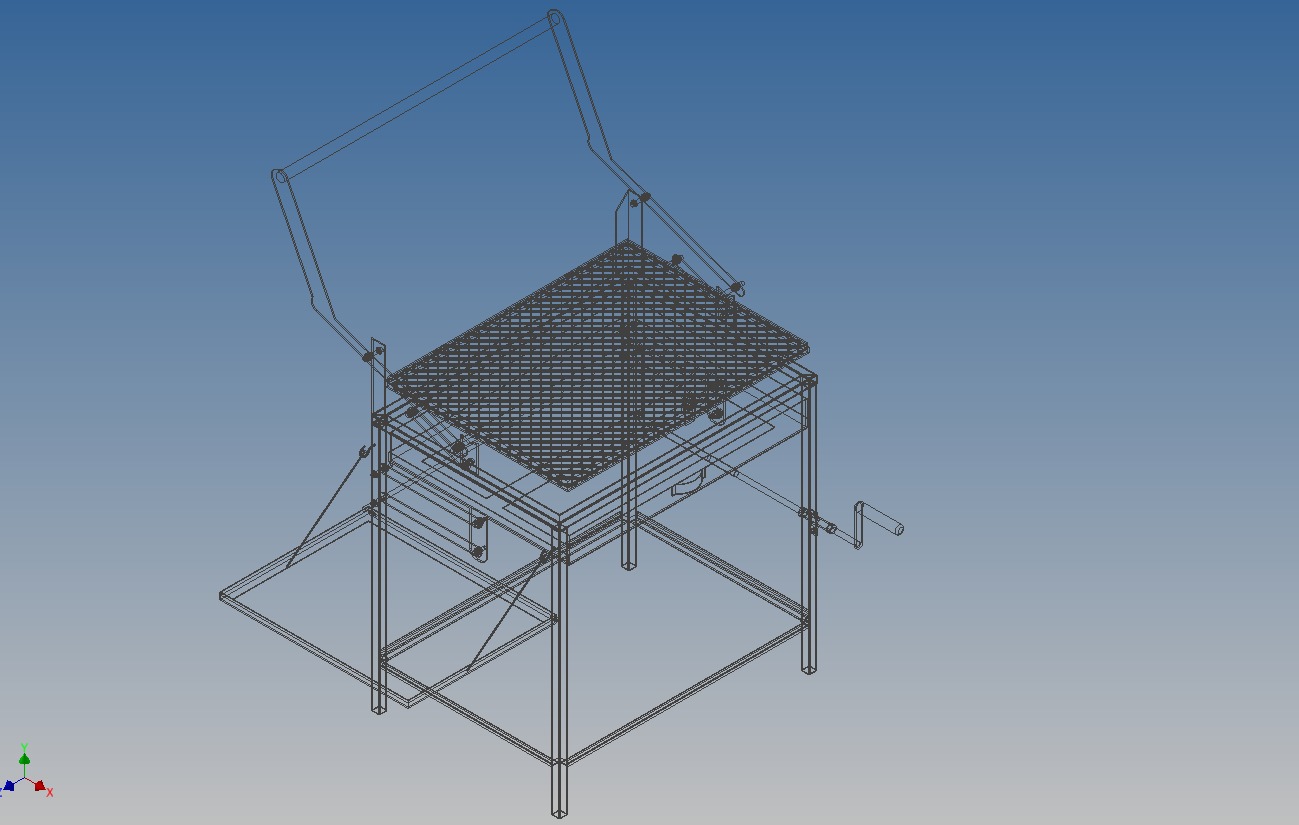 BASKET CHARCOAL NET FLIP MEAT GRILL ROTATING TURNING  3D model_15