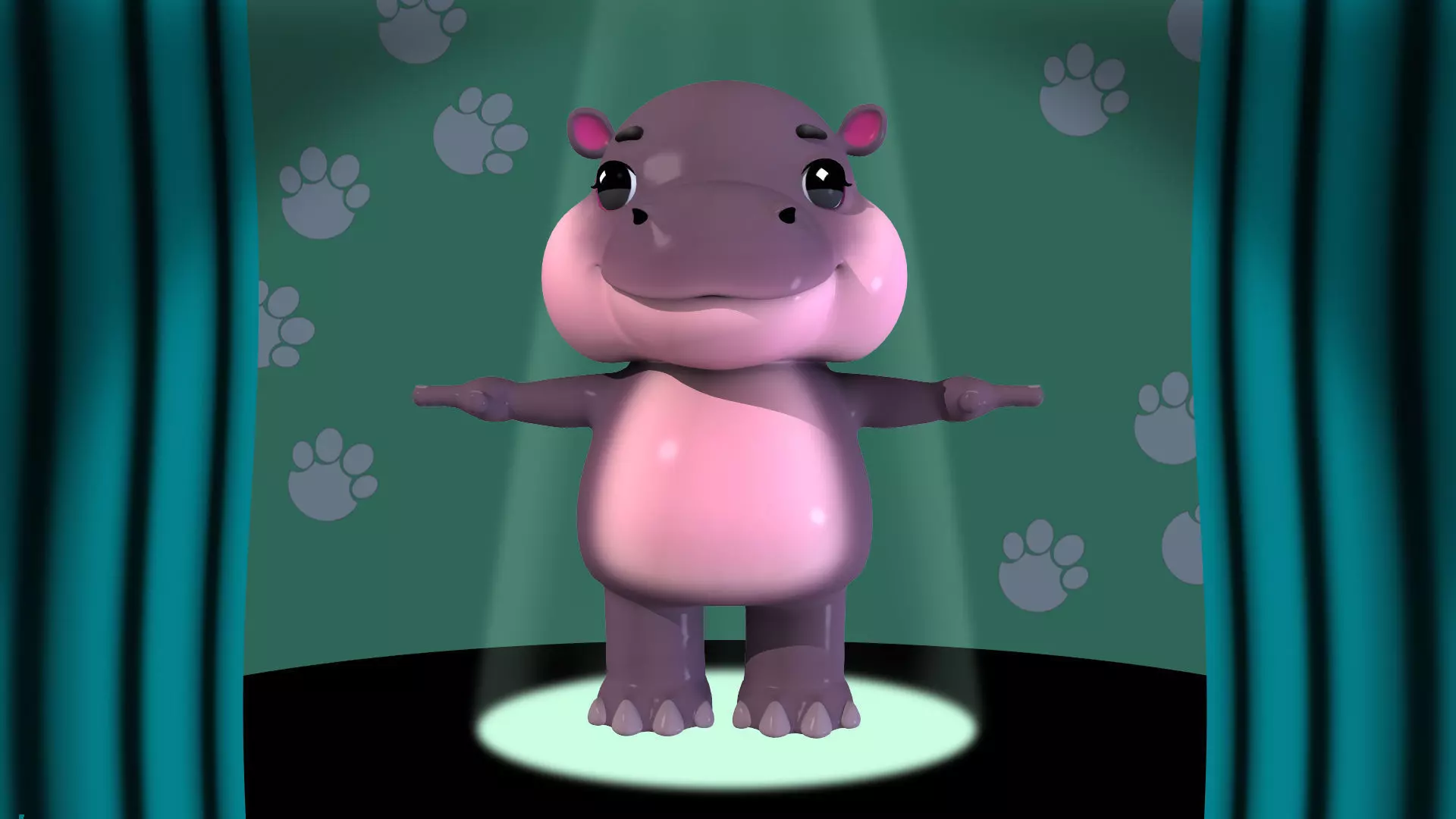 Deng Deng The hippo Low-poly 3D model