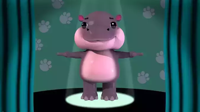 Deng Deng The hippo Low-poly 3D model