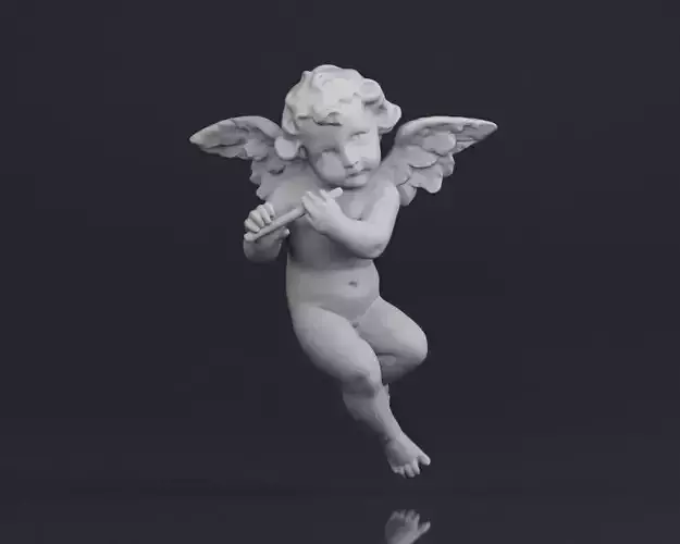 001520 Heavenly Melodies Elegant Angel Flutist 3D print model