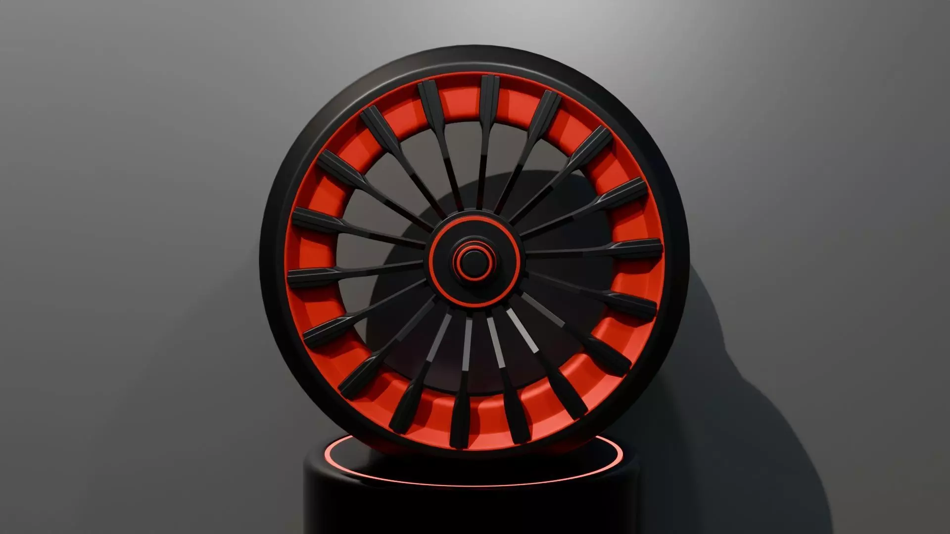 Black and red concept wheel 3D model_0