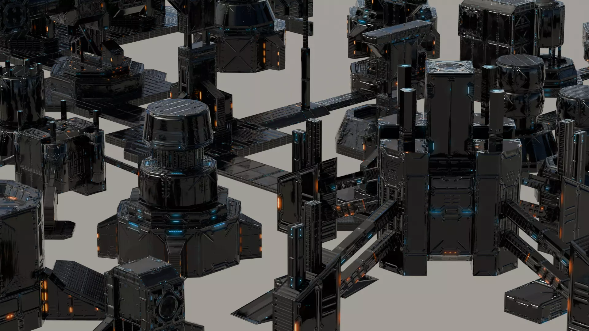 SCIFI building BUNDLE 4K TEXTURE Low-poly 3D model_0