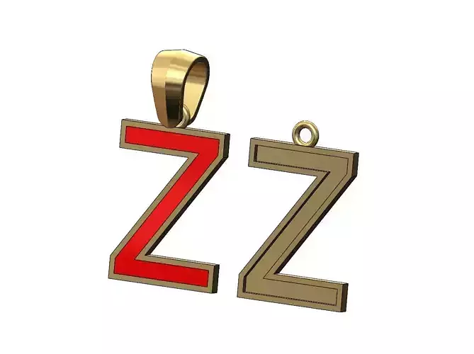Z letter initial enamel stepped pendant charm bail