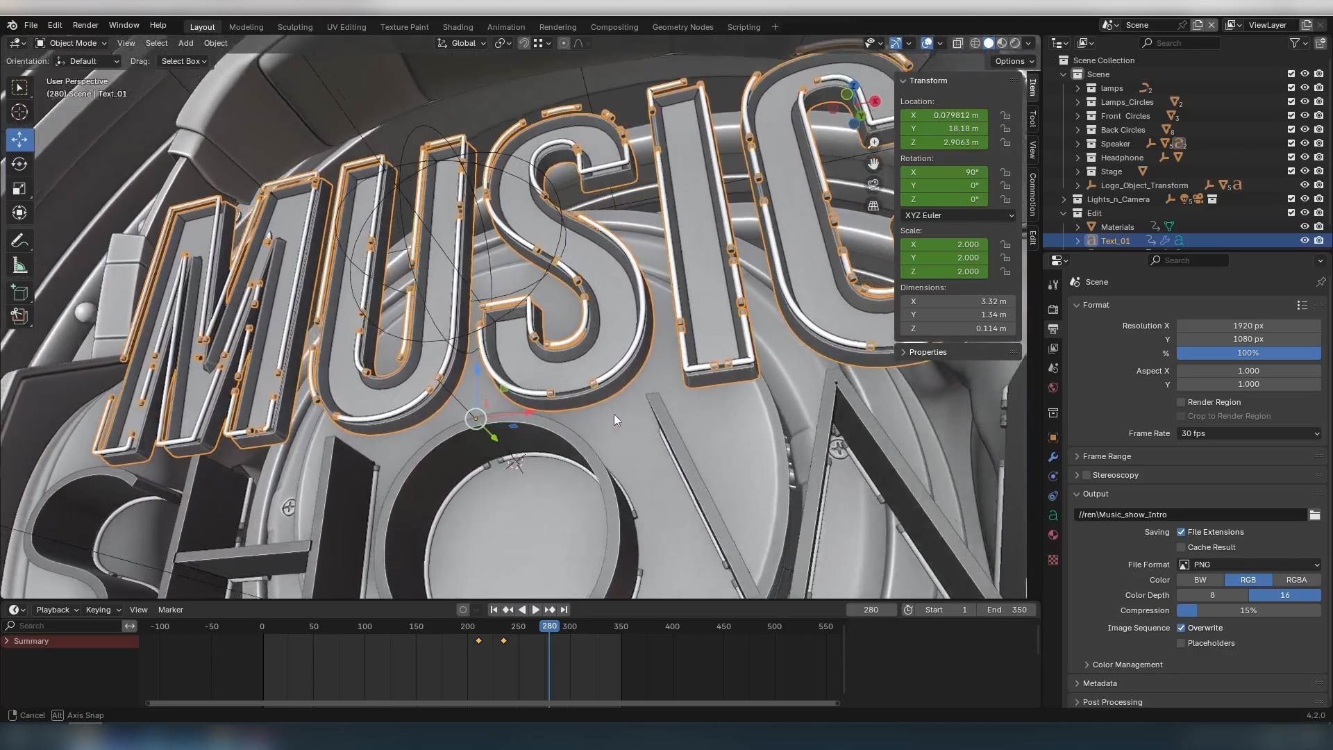 Music Show Intro 3D model_2