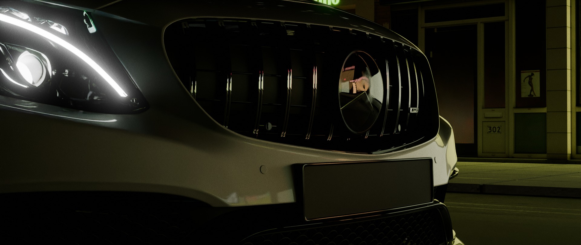 Car night animation scene 3D model_5