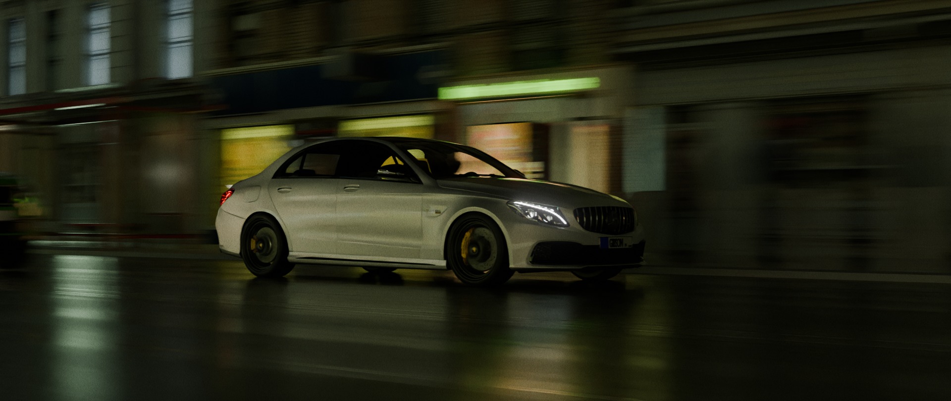 Car night animation scene 3D model_6