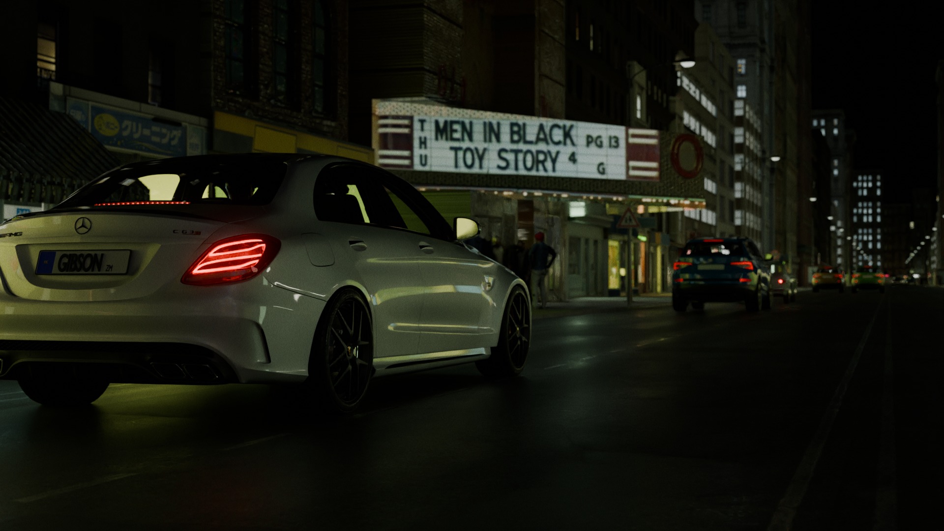 Car night animation scene 3D model_8