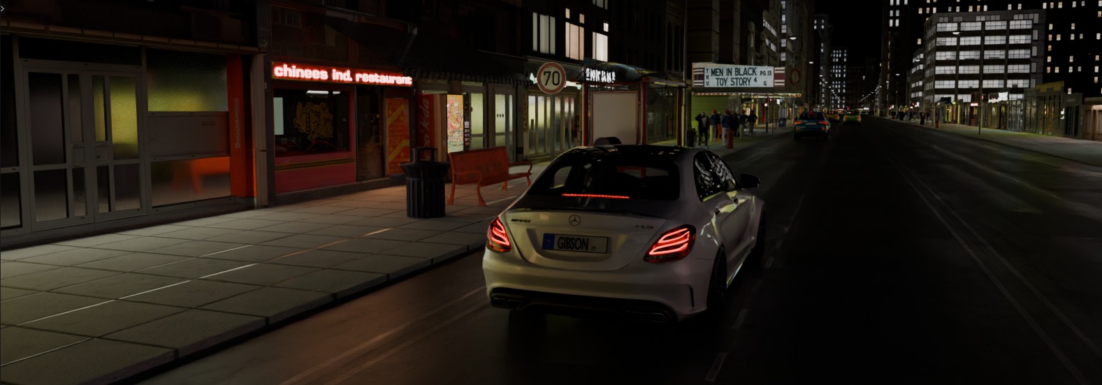Car night animation scene 3D model_3