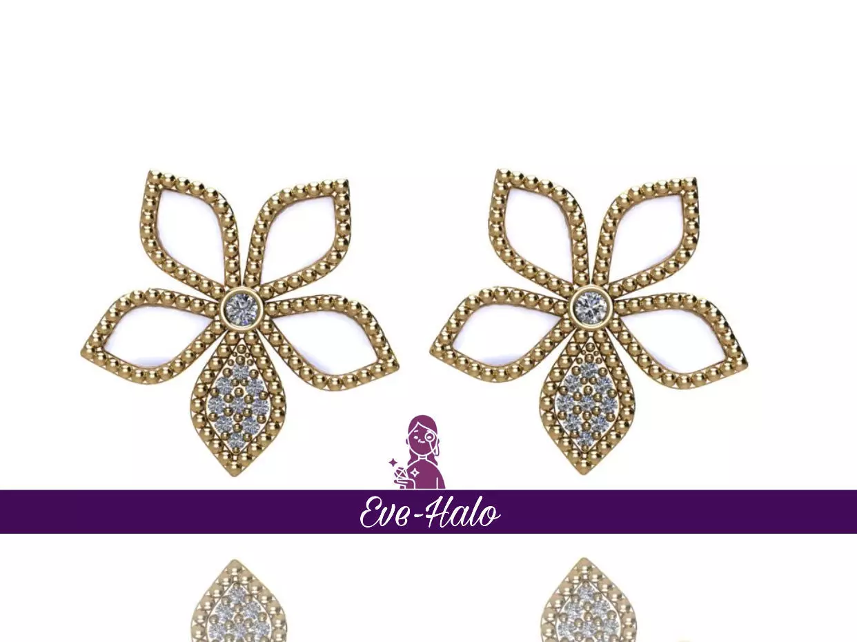 Enamel Flower Earrings E2300 3D print model