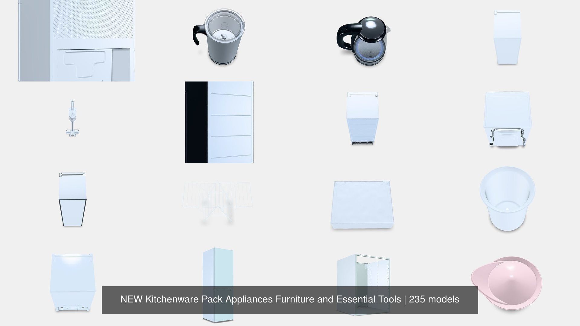 NEW Kitchenware Pack Appliances Furniture and Essential Tools 3D Model Collection_14