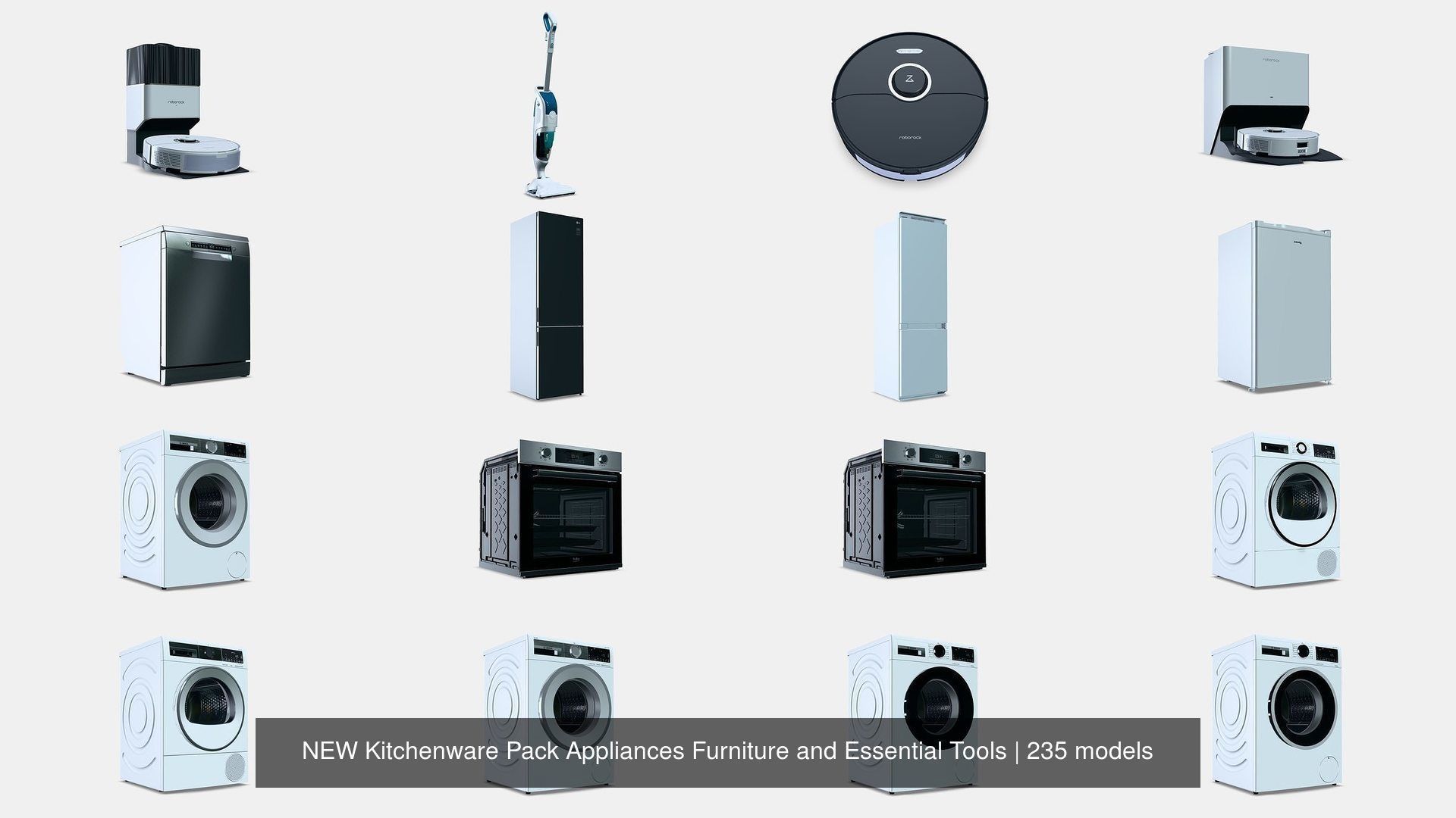 NEW Kitchenware Pack Appliances Furniture and Essential Tools 3D Model Collection_1