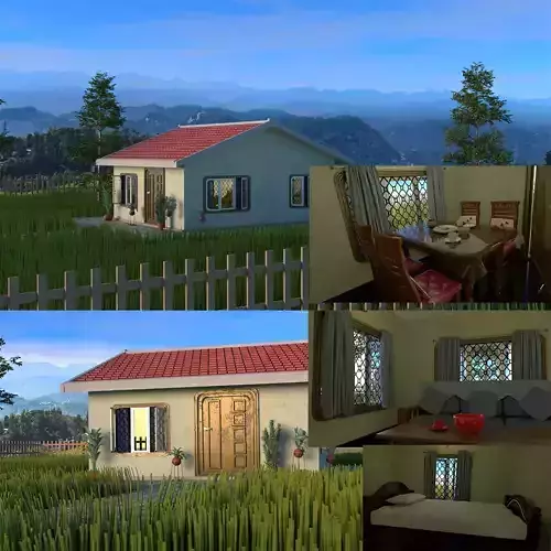 Interior Exterior Full old House 3D model