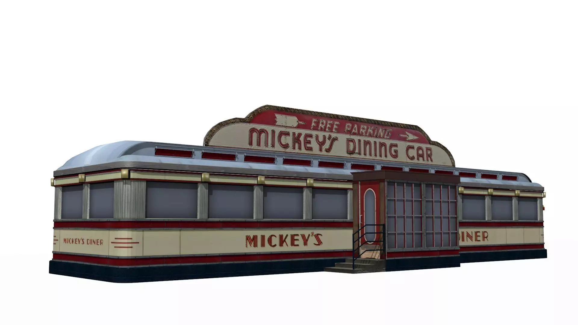 old dining Low-poly 3D model_0