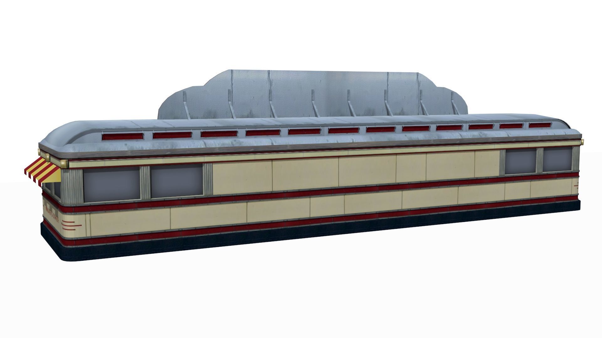 old dining Low-poly 3D model_7