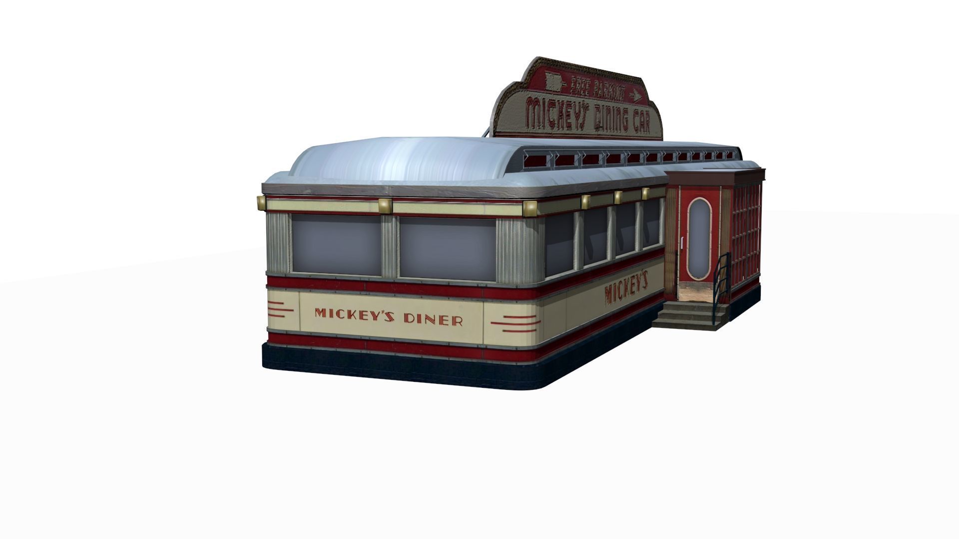 old dining Low-poly 3D model_9