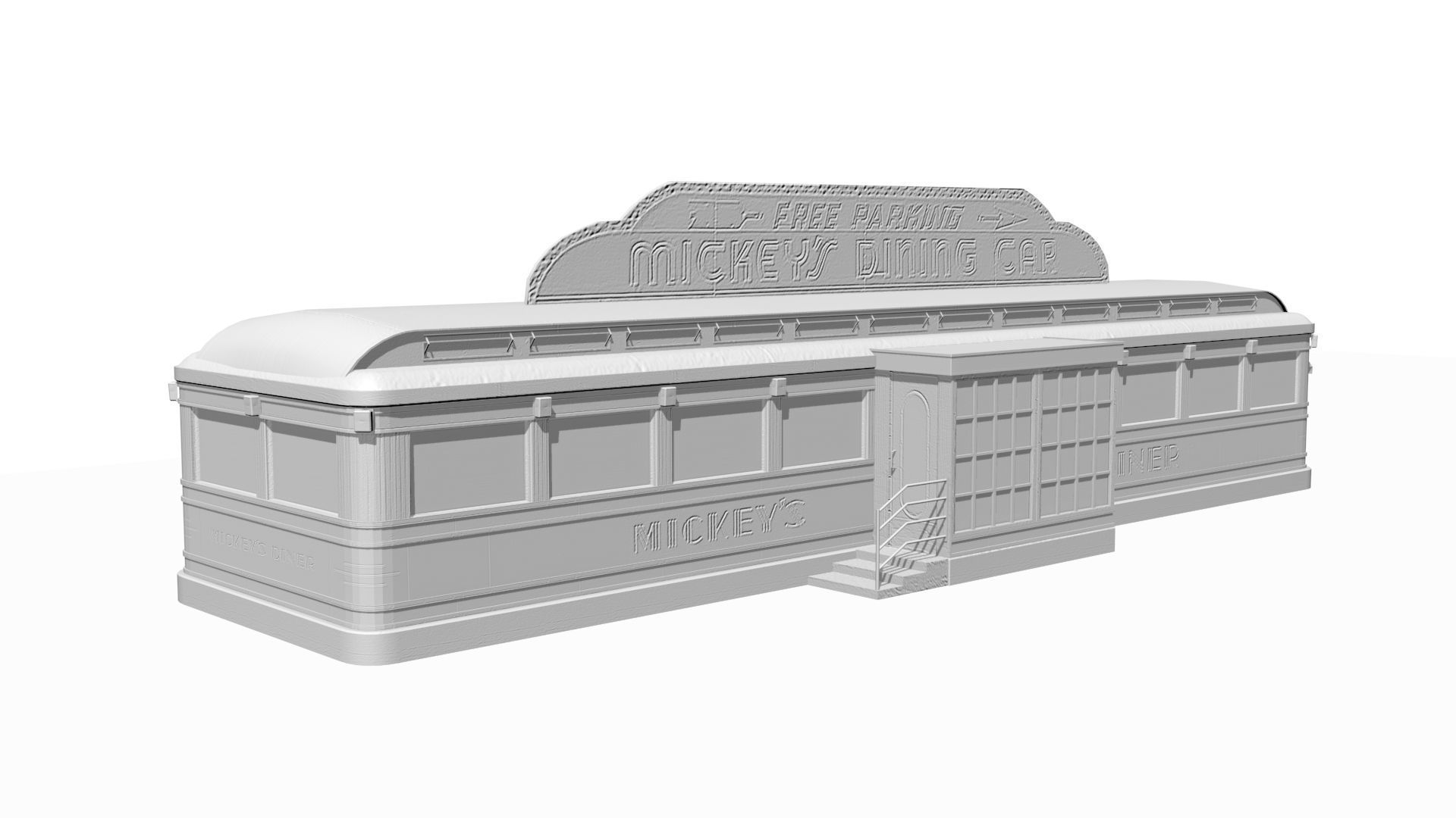 old dining Low-poly 3D model_10